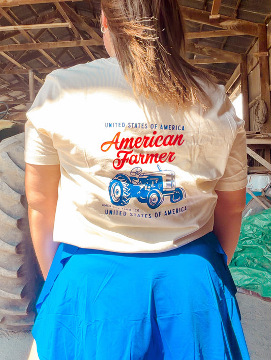 Red White & Tractor Tee